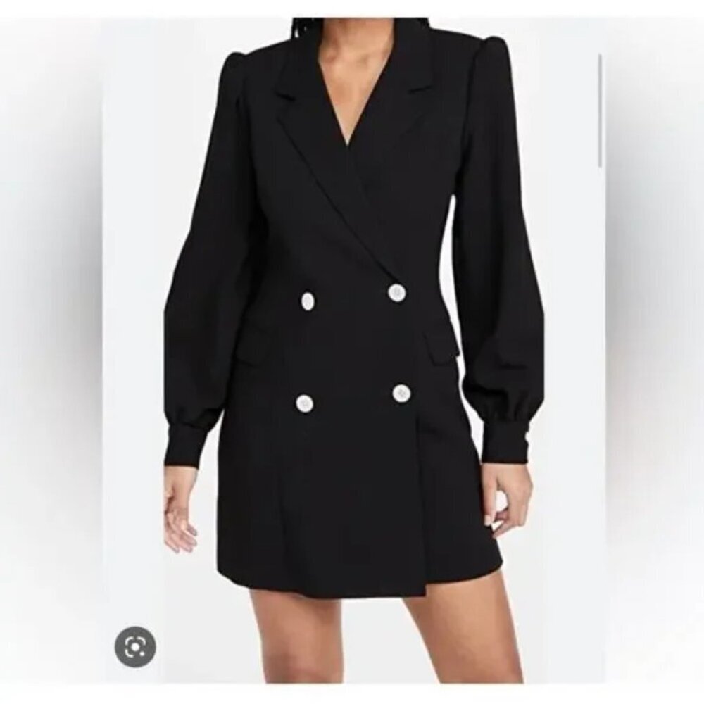 Black Halo Olympia Double Breasted Blazer Mini Dress Black Women's Size 8